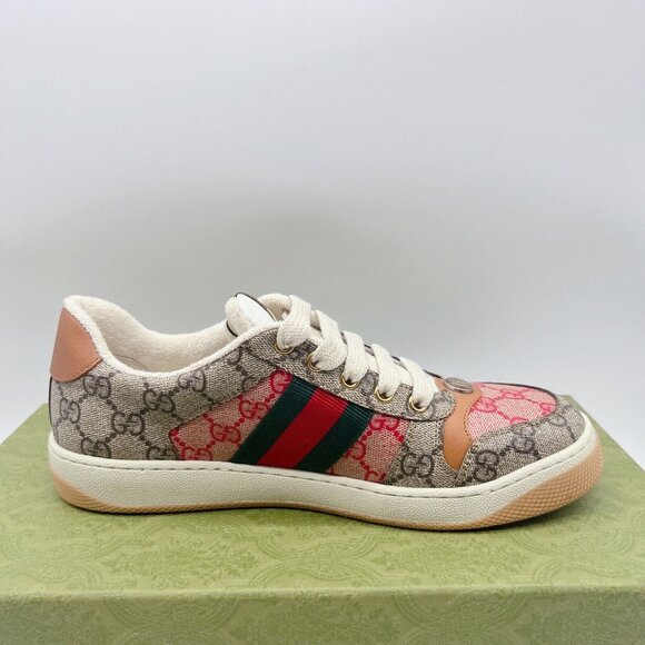 Gucci Screener GG Logo Women’s Sneakers Tan Pink Monogram Lace Up EU 39 US 9 - Picture 9 of 13